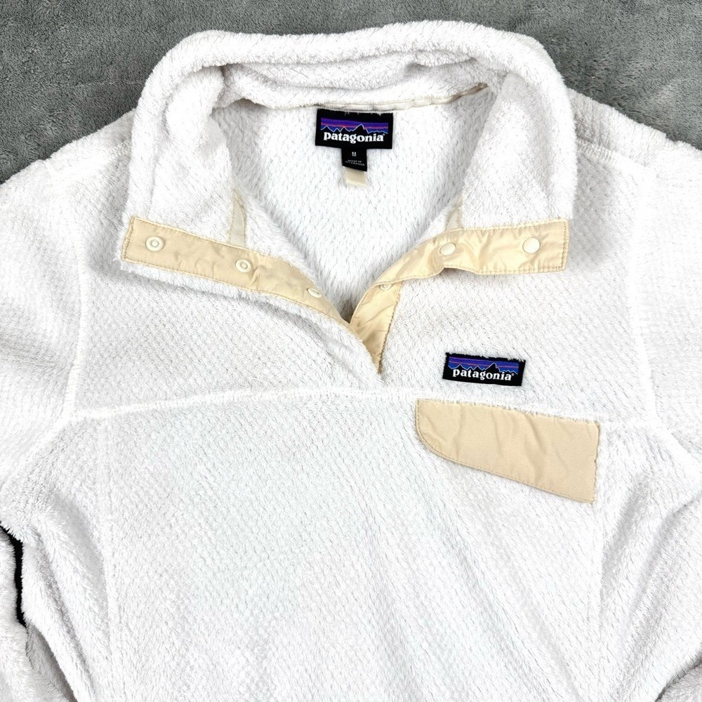 Patagonia‎ Synchilla Snap-T Fleece Pullover Women's M Ivory Cream Tan